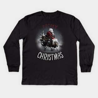 Steampunk Santa Claus, Christmas Artwork Kids Long Sleeve T-Shirt